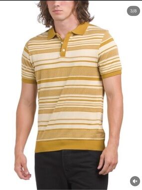 Stitch note polo striped yellow shirt size M